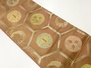 アンティーク　亀甲繋ぎに向かい蝶模様織出し袋帯（材料）